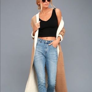 Free People Solid Ribbed Black Crop Tank